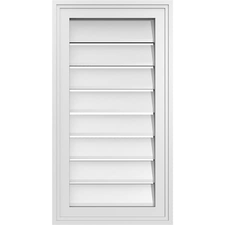 Ekena Millwork Vertical Surface Mount PVC Gable Vent: Functional, w/ 2"W x 1-1/2"P Brickmould Frame, 14"W x 26"H GVPVE14X2602SF